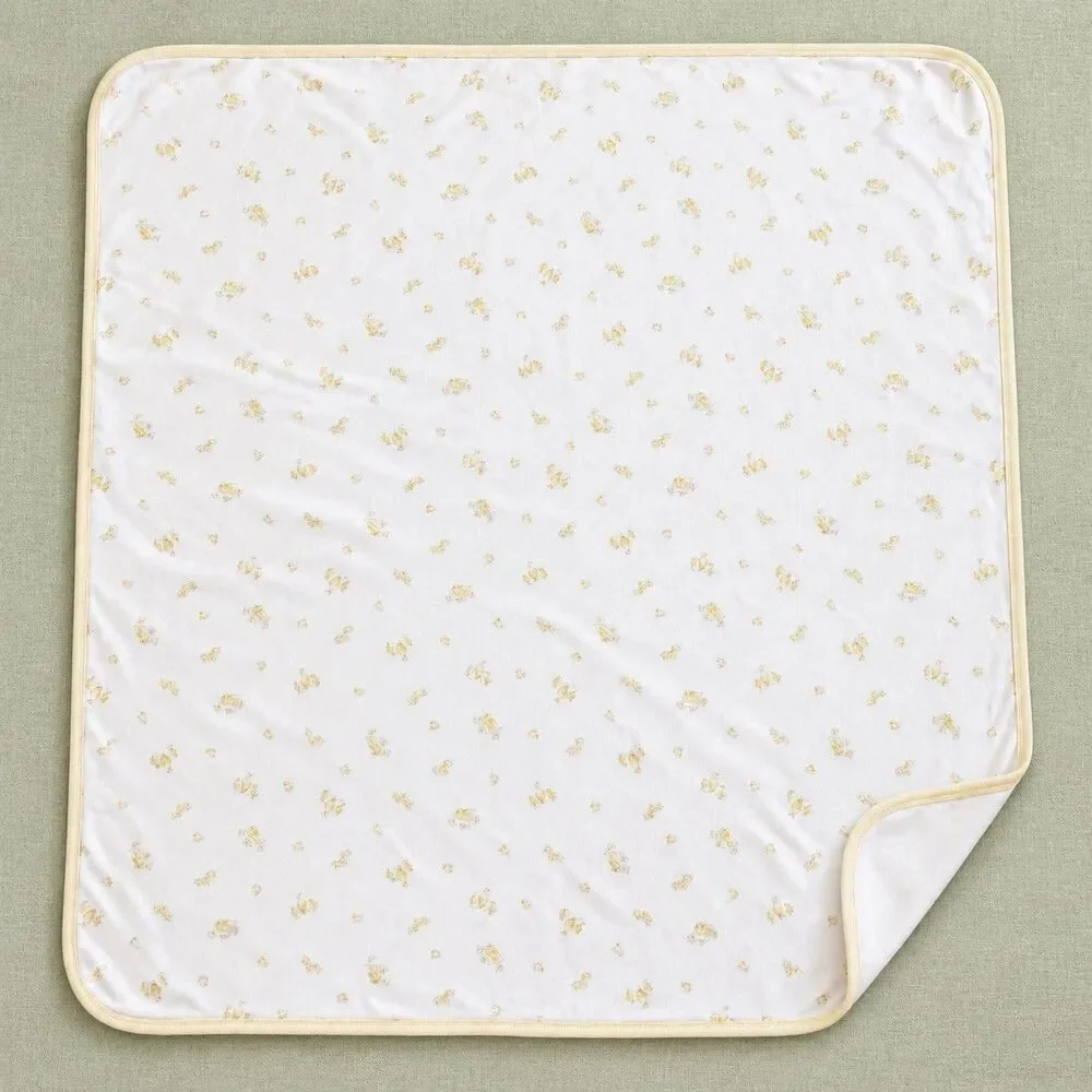 Ralph Lauren Baby Receiving Blanket Ducks Chicks Yellow White Reversible Cotton